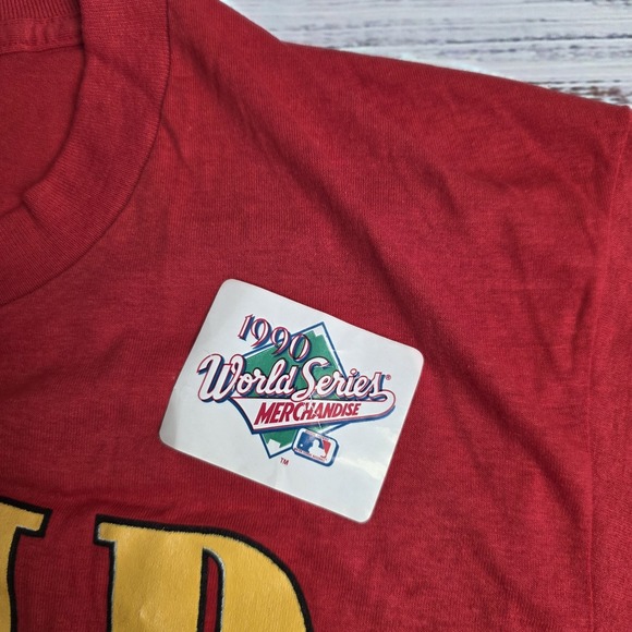 Vintage Cincinnati Reds T-Shirt Mens Large 1990s‎ World Series Single Stitch Red - Picture 3 of 11
